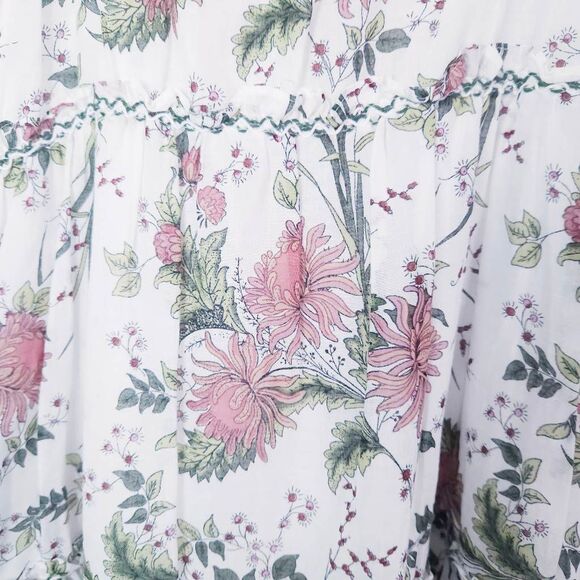 MAX STUDIO NWT White & Pink Floral Botanical Boho Tiered Maxi Dress X-Large - Picture 7 of 10